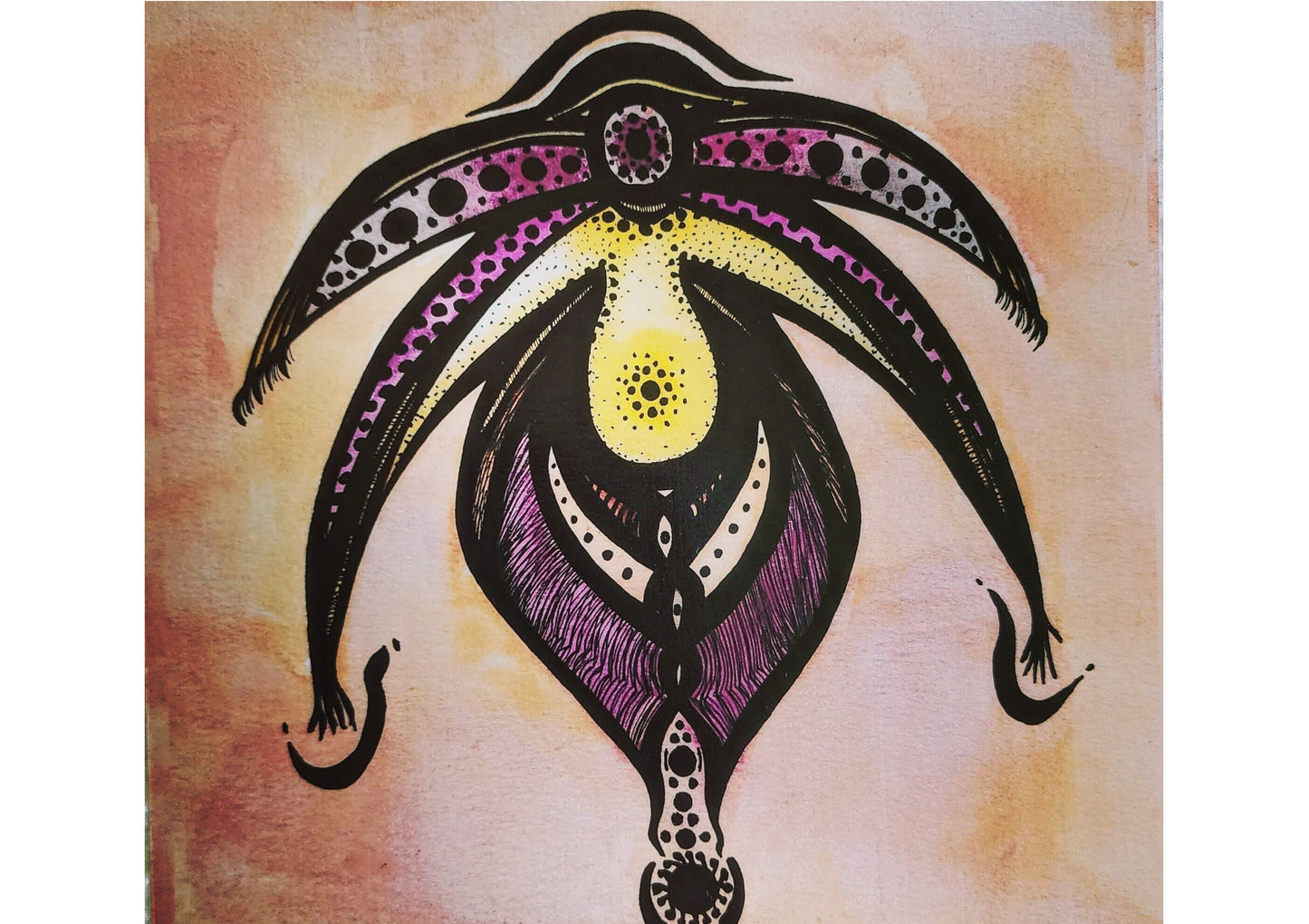 Abstract Female Yoni Art Print, Giclee Print on Fine Art Paper, Anatomy, Vulva, Clitoris, Watercolor Painting, Ink Drawing, Feminist Art