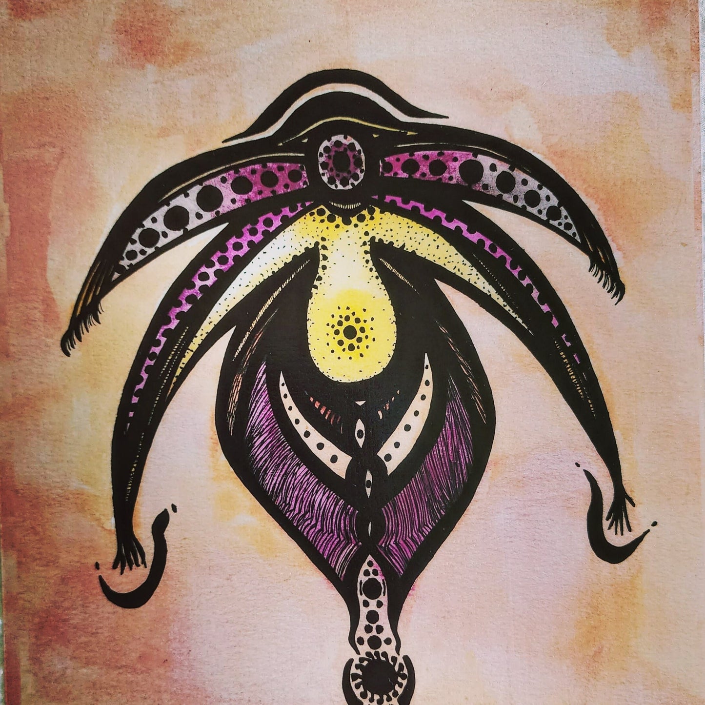 Abstract Female Yoni Art Print, Giclee Print on Fine Art Paper, Anatomy, Vulva, Clitoris, Watercolor Painting, Ink Drawing, Feminist Art