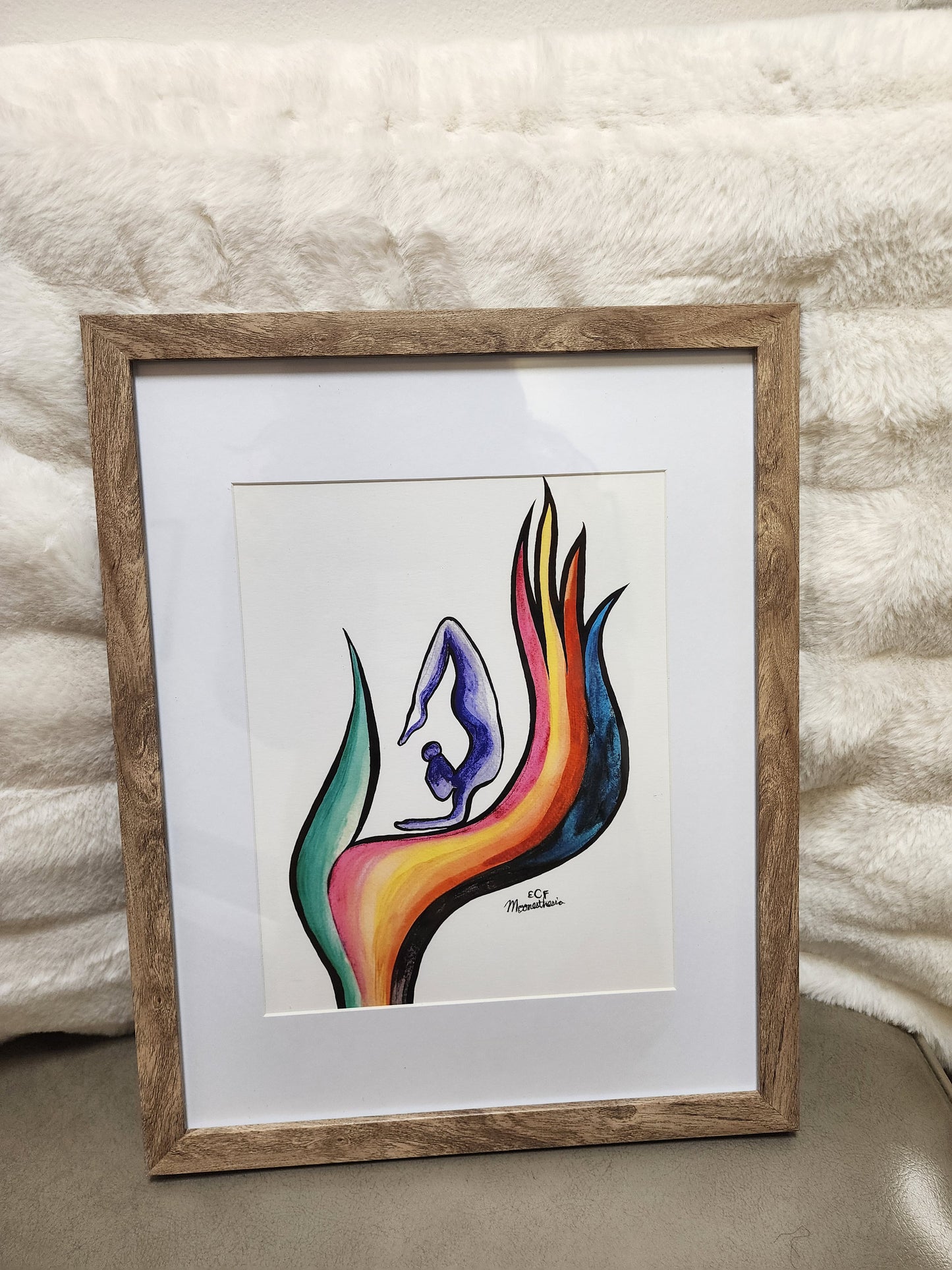 Yoga Woman in Hand, Colorful Painting, Watercolor Print, Giclee, Rainbow Colors, Giclee Print on Fine Art Paper