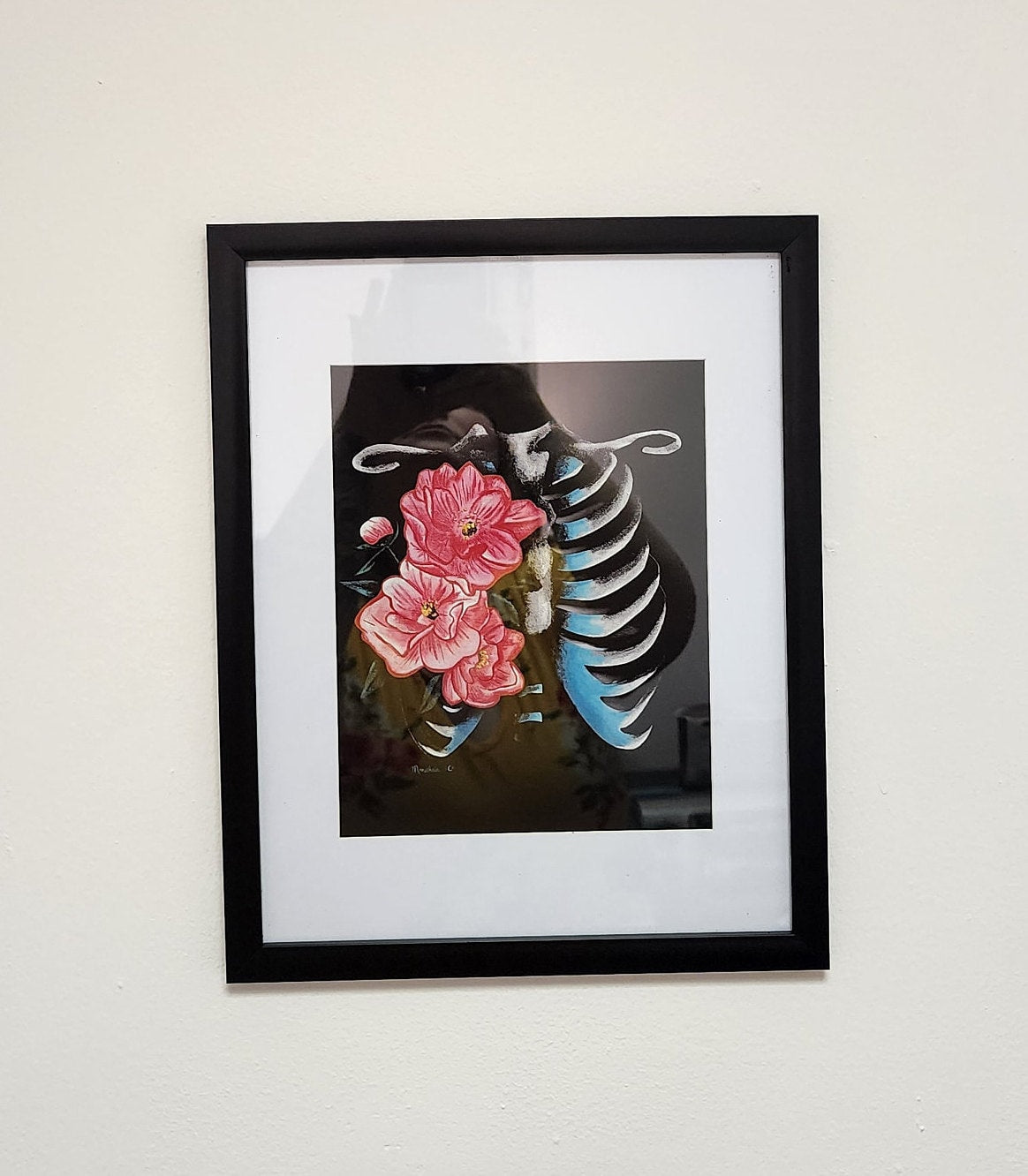 Floral Anatomy, Thoracic Cage, Anatomy Art, Acrylic Painting, Giclee Print on Fine Art Paper