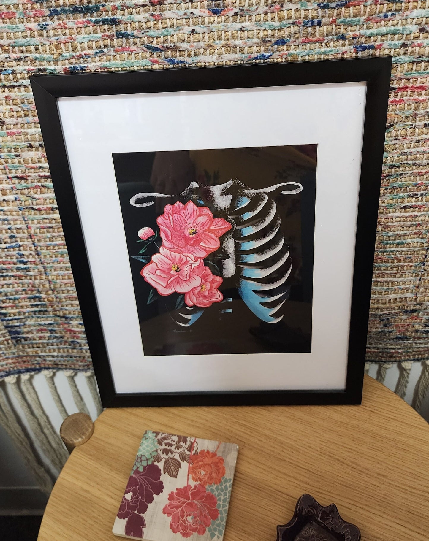 Floral Anatomy, Thoracic Cage, Anatomy Art, Acrylic Painting, Giclee Print on Fine Art Paper