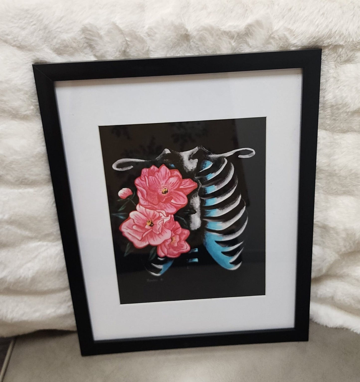 Floral Anatomy, Thoracic Cage, Anatomy Art, Acrylic Painting, Giclee Print on Fine Art Paper