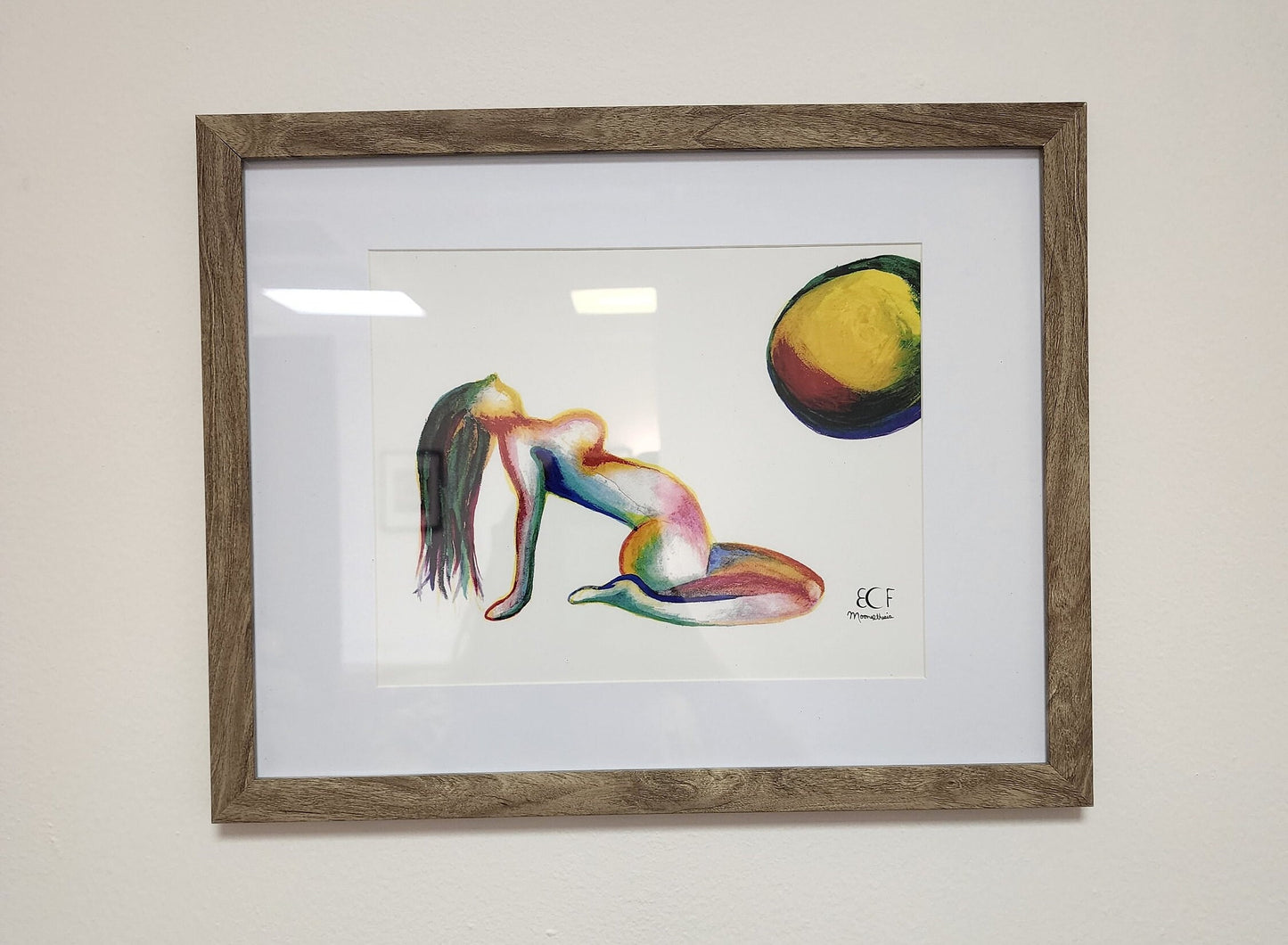 Colorful Woman Print, Watercolor Painting, Sun, Moon, Art, Female, Woman Body, Giclee Print on Fine Art Paper