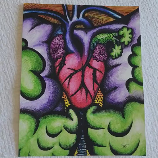 Heart and Lungs, Anatomy Art, Giclee Print on Fine Art Paper, Watercolor Painting, Ink Drawing, Feminist Art, Medical Doctor Gift