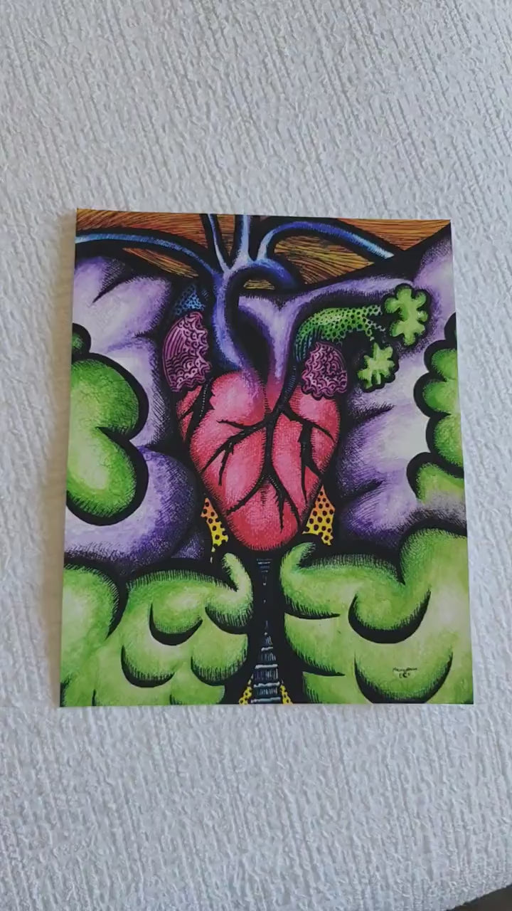 Heart and Lungs, Anatomy Art, Giclee Print on Fine Art Paper, Watercolor Painting, Ink Drawing, Feminist Art, Medical Doctor Gift