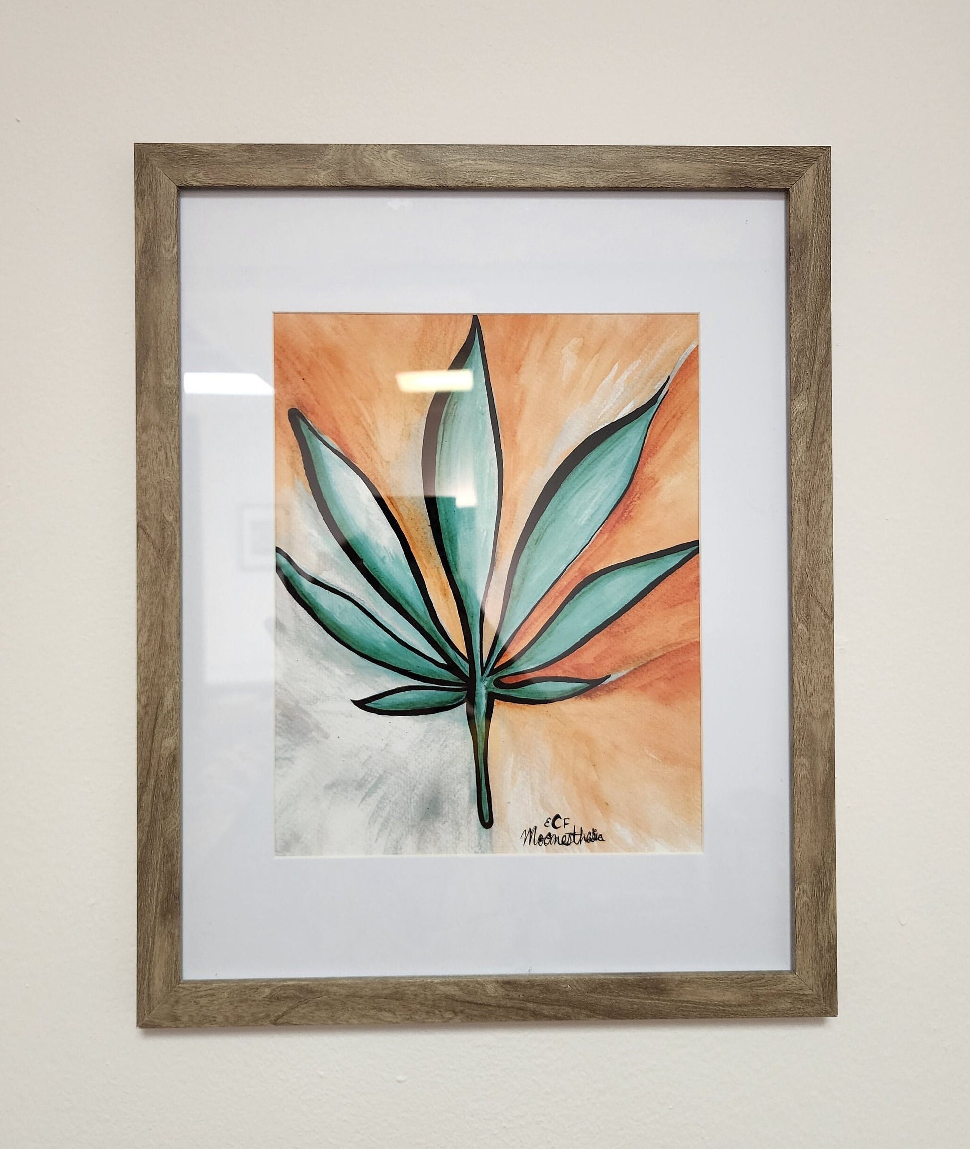 Leaf Art, Watercolor Painting, Cannabis Art, Plant, Nature, Giclee Print on Fine Art Paper, Ink Drawing