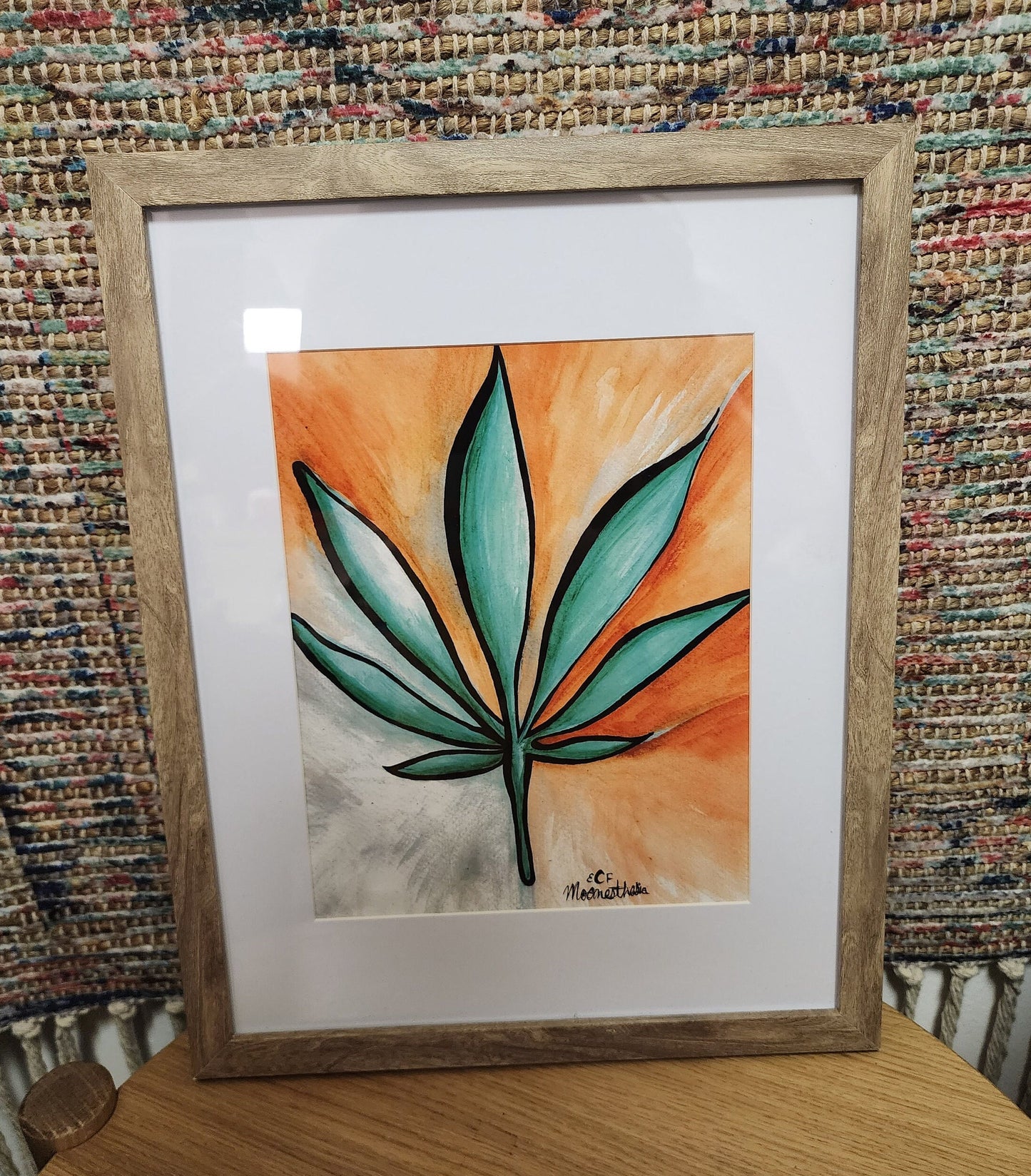 Leaf Art, Watercolor Painting, Cannabis Art, Plant, Nature, Giclee Print on Fine Art Paper, Ink Drawing