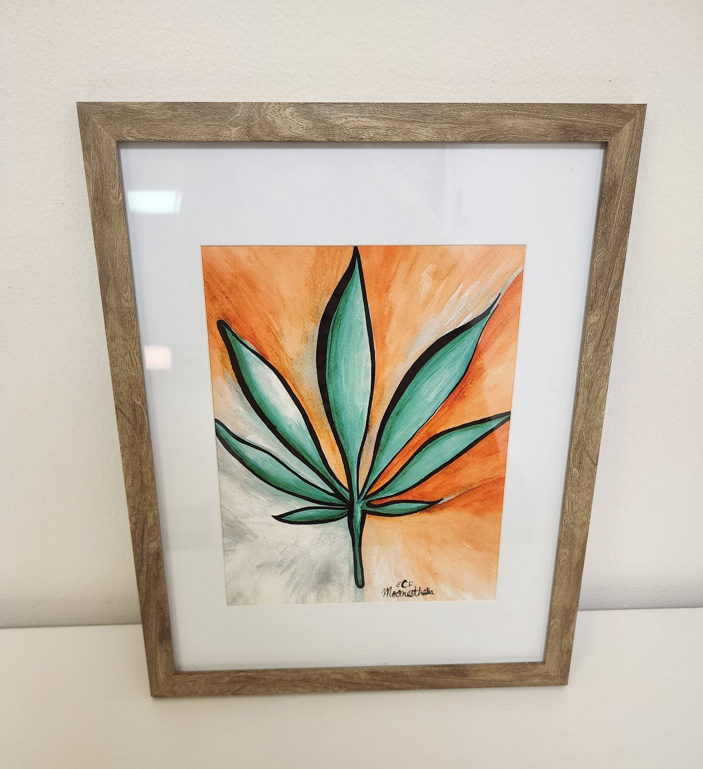 Leaf Art, Watercolor Painting, Cannabis Art, Plant, Nature, Giclee Print on Fine Art Paper, Ink Drawing